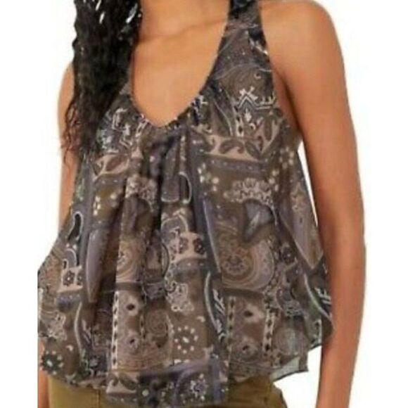 Free People Women's Boho Paisley Scoop Neck Tank size xs - Picture 6 of 7